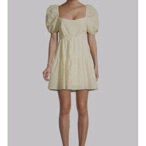 Bardot Cream Puff Sleeve Open Back Bow Mini Dress XXL US 12